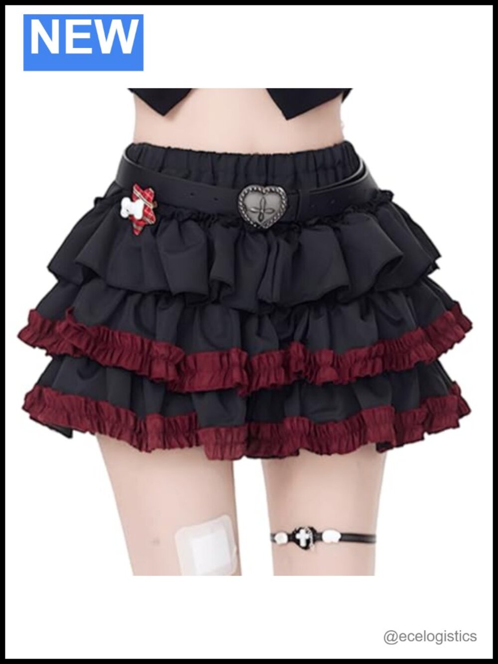 Kawaii Tiered Skirt with Shorts Lolita Gothic Ruffle Cotton